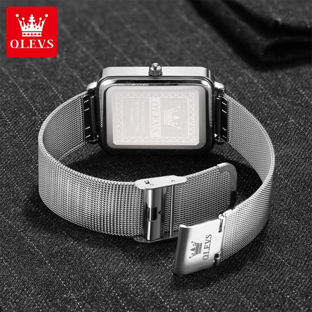 OLEVS Man Quartz Watch Rectangle Dial Calendar Waterproof Watch For Men Thin Case Simple Fashion Men's Wristwatch