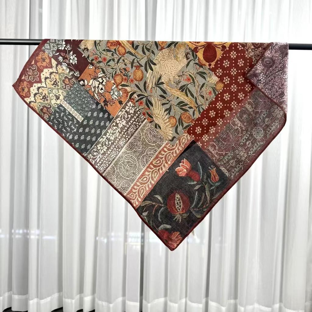 68x68cm Floral Velvet Scarf for Women Lightweight Square Scarves Elegant Spring/Summer Fashion Shawl Neckerchief Luxury