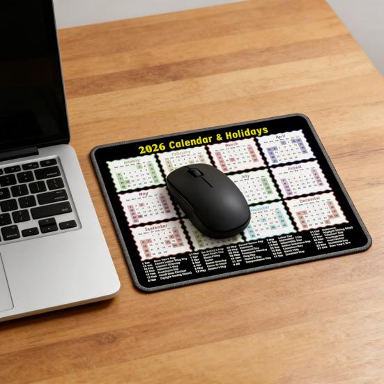 2026 Calendar Mouse Pad Rectangle Waterproof Home Office Gaming Computer Laptop Mousepad Desk Mat with Non-slip