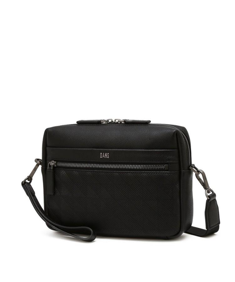 Daks Men'S Accessories Black Logo-Detailed Cowhide Crossbody Bag_Dbba6E267Bk