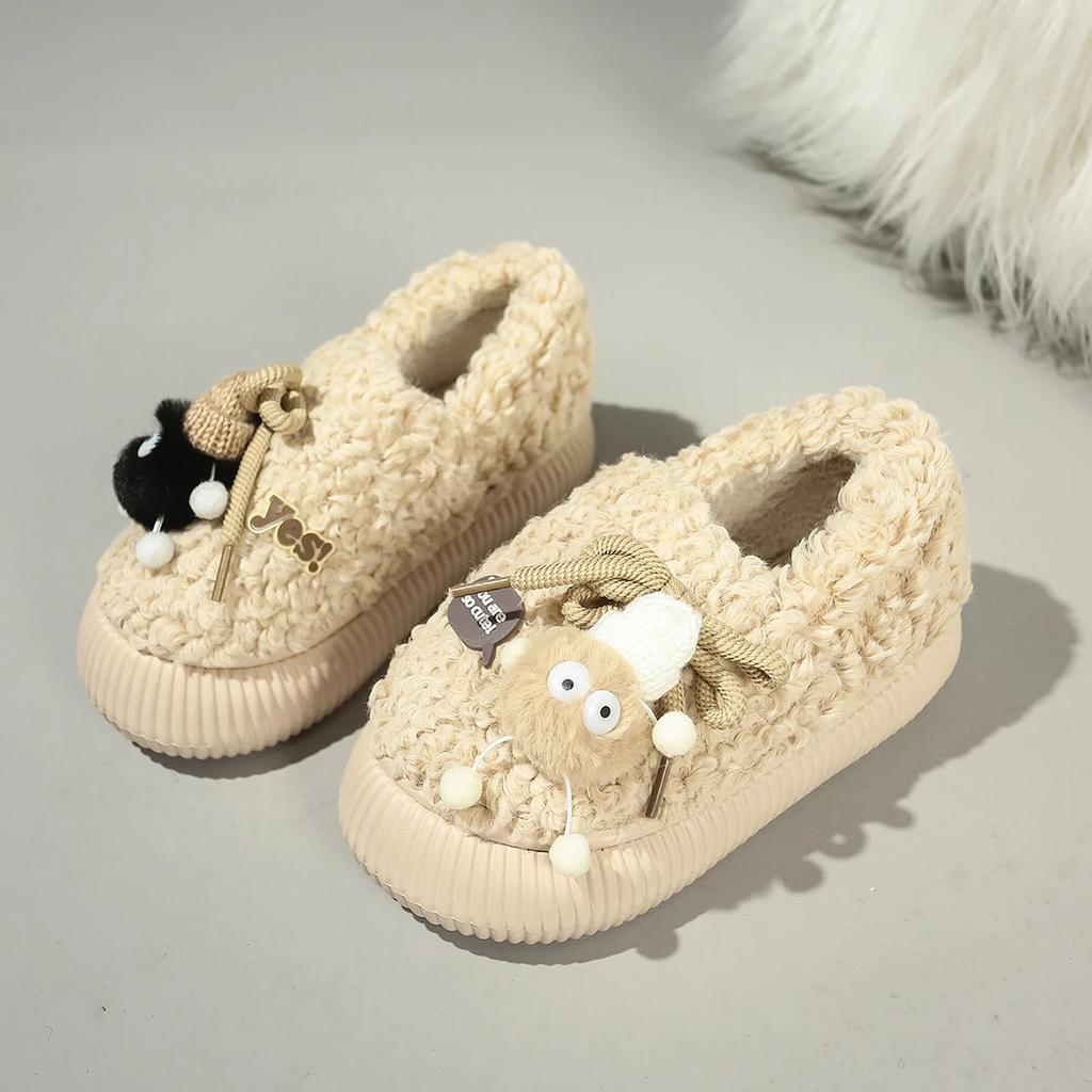 Cartoon Bag Cotton Slippers Home Outdoor Wear Thick Soles Warm Skin-friendlyNon-slip Womens Shoes Zapatos De Mujer SlippersWomen