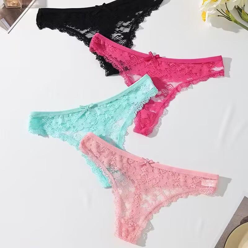 Calcinhas Sexy Mulheres Fio Dental Tanga Renda Roupa Íntima Calcinhas Cintura Baixa Cuecas Femininas Malha Perspectiva Lingerie