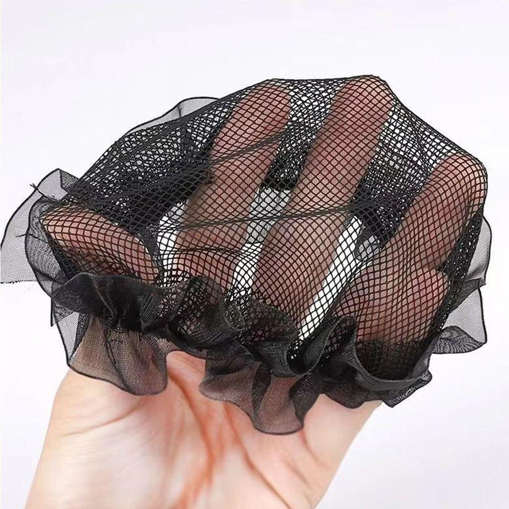 Elegant Drawstring Bun Hair Net Elastic Lace Work Headdress  For Women Girl Hair Accessories