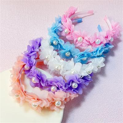 Creative Design Children's Headband Fashion Trend Chiffon Flower Pearl Headband Girls Small Cute Headband Hair Accessories