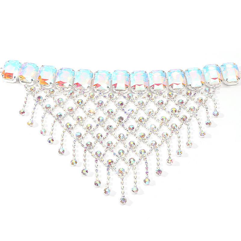 Sweet Cool Fashion Rhinestone Fringed Necklace Light Luxury Diamond Geometric Collarbone Chain Neck Chain Jewelry Women'S Necklace