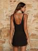 Sexy U Neck Sleeveless Knit Horizontal Stripes Side Cut Out Beach Vacation Dress 2025 Summer Beachwear Women's Mini Dresses K90