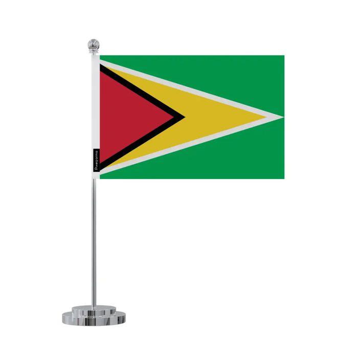 Drapeau De Bureau - Guyana - 14 X 21 Cm - Polyester - Impression Recto/verso - Acier Inoxydable