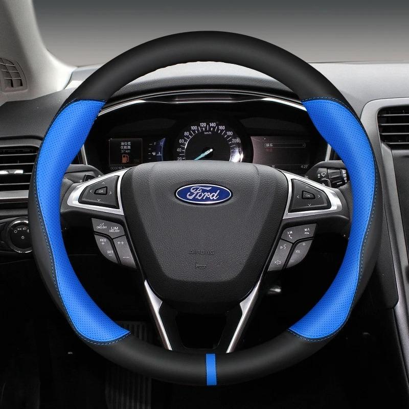 XJGE5 Carbon Fiber Steering Wheel Cover for Ford Focus F150 Mondeo Fiesta Kuga Edge EcoSport Explorer Escape Fusion Ranger Taurus
