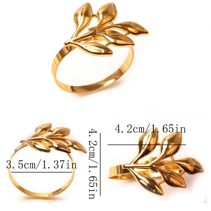 12PCS  Hotel Napkin Rings Metal Autumn Leaf Napkin Holder Wedding  Gold and Silver Napkin Holder Party Table Decoration