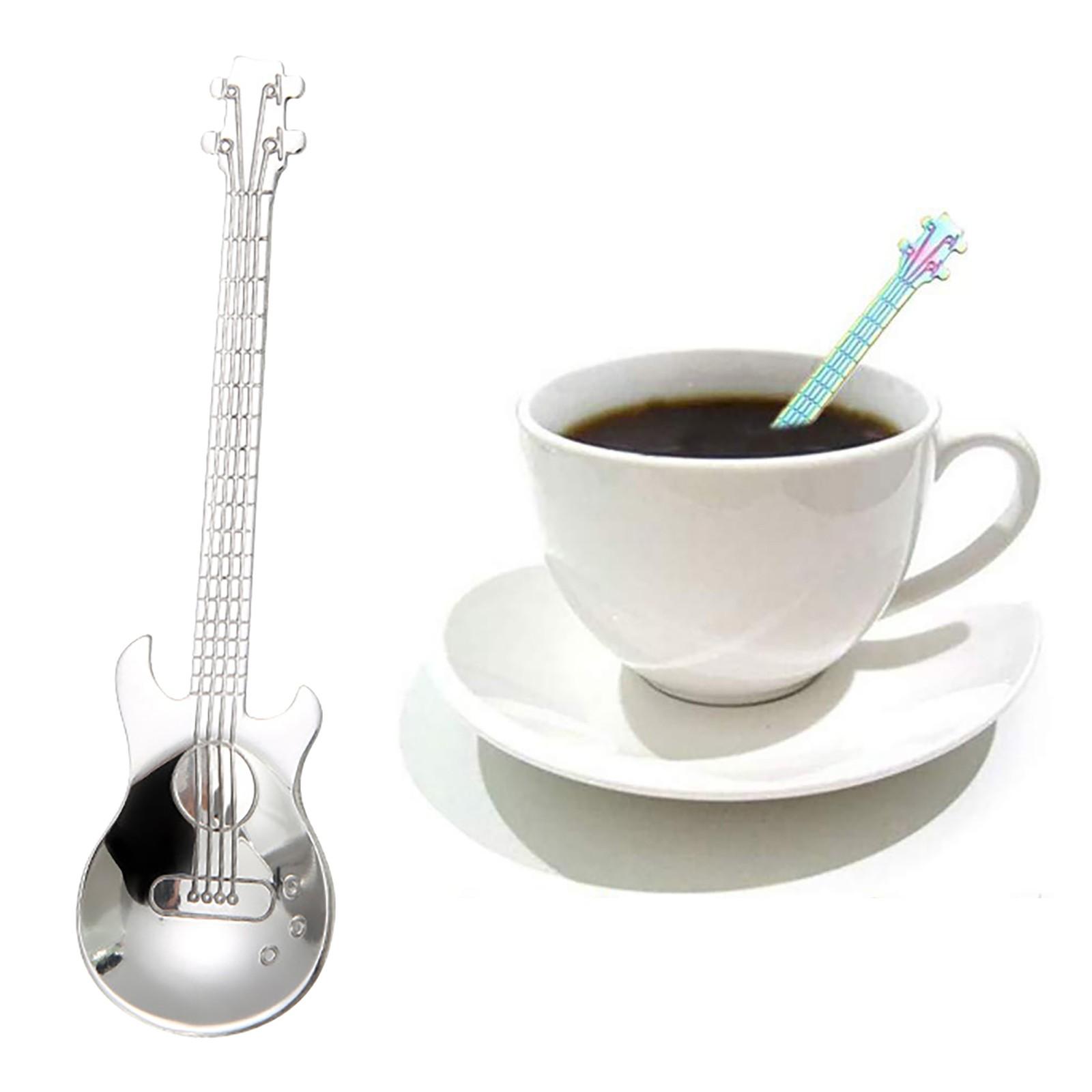 

Ложки для гитары из нержавеющей стали Радуга Кофе Чайная ложка Столовые приборы Питьевые инструменты серебряный