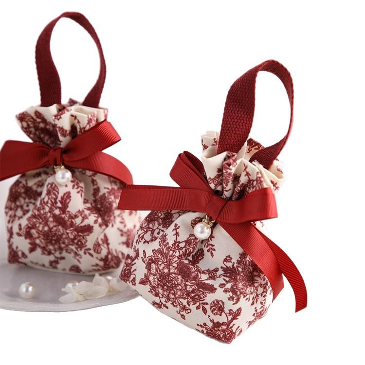 Wedding Candy Box and Bag Set - Reusable Cloth Bag and Empty Box for Wedding Favors and Packaging