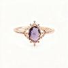 Feigong Court-Style Rose Gold Ring with Violet Zirconia - Women's Exquisite Niche Luxury Jewelry