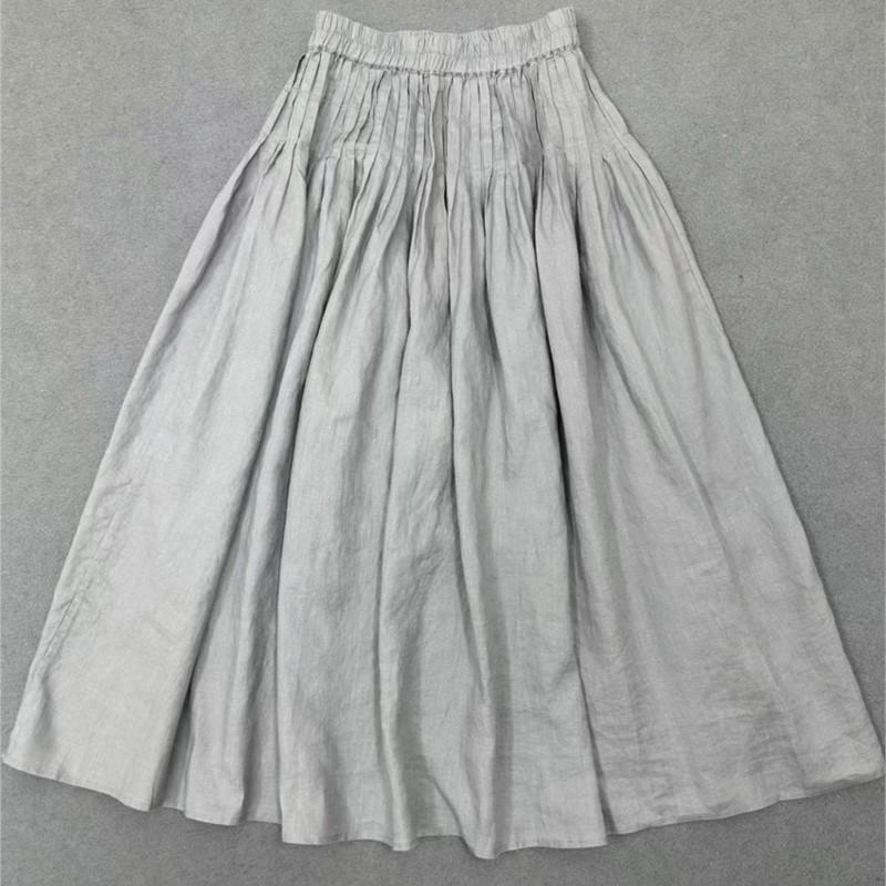 Johnature Japanese Pressed Drawstring Skirts Spring Summer Casual Versatile All Match Women Skirts