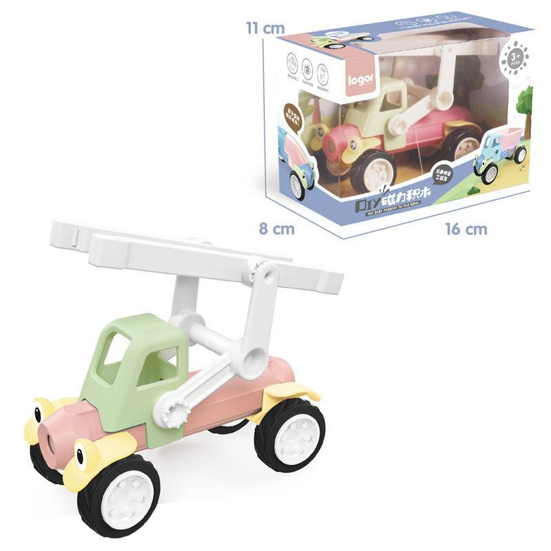 

Іграшки будівельні блоки з магнітними стрижнями, дитяча DIY збірна машина, розвиваючі будівельні блоки для ранньої освіти 16*8*11 cm синій