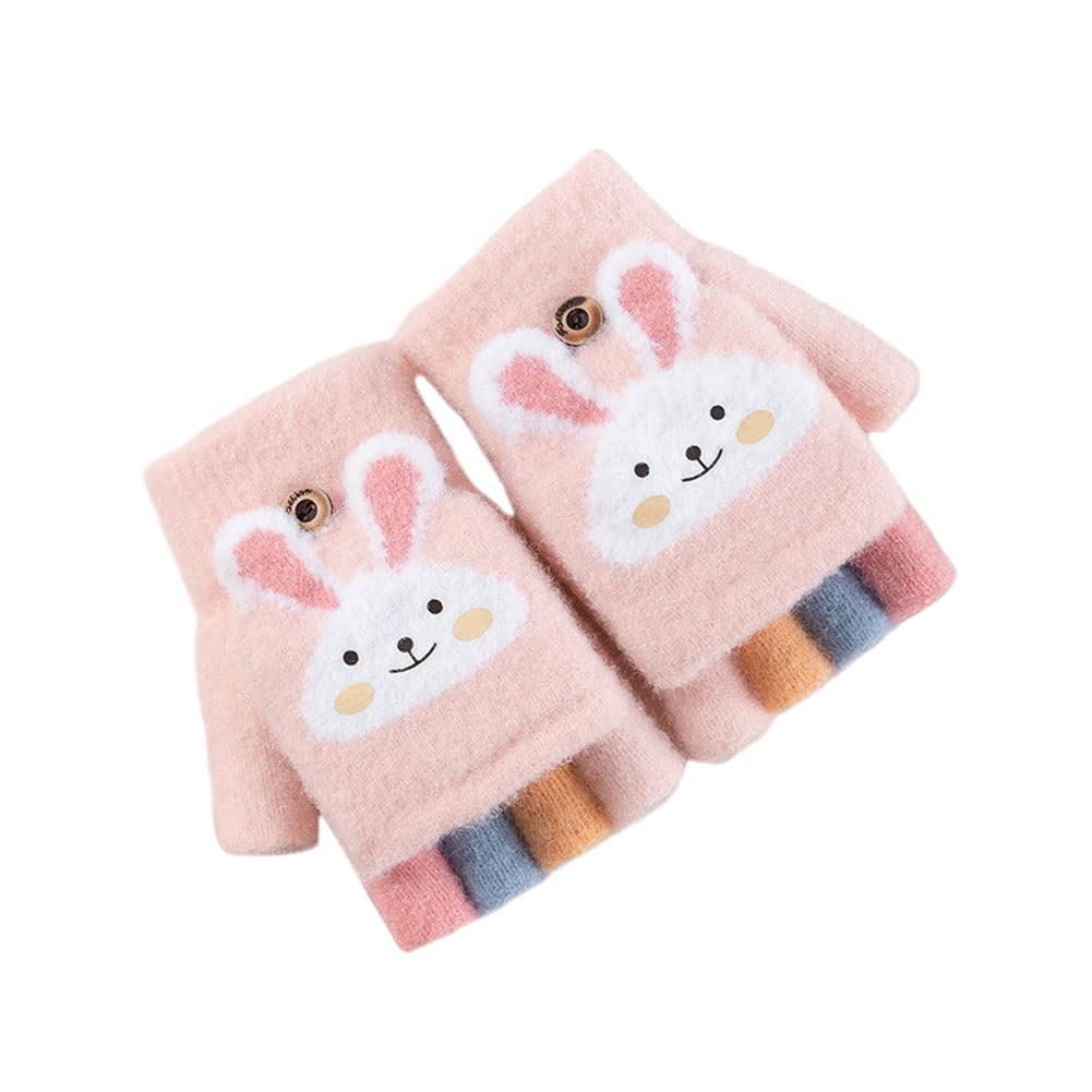 eigenn Knit for Boys and Mitten Thick and Warm for Fall and Perfect for Playing in the Animal and Ages Kids' Gloves, Girls, Half-Finger Covers,