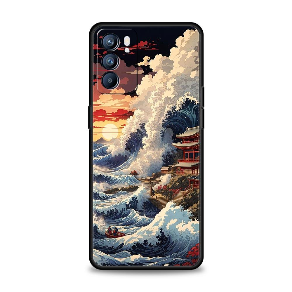 Japan The Great Wave Of Kanagawa Case For Oppo Reno8 Reno7 Reno6 Pro A54 5G Find X6 X5 A53 A52 A9 A15 A17 A16 A57 A31 Cover