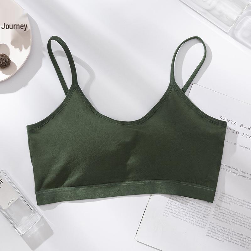 Wire-Free Pure Cotton Camisole with Chest Pad: Beautiful Back, Shockproof Fitness Yoga Bra L 100-120