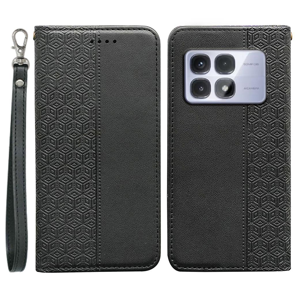 For Xiaomi Redmi K70 Ultra Wallet Phone Case Strong Magnetic Checkered Pattern Imprint Leather Flip Cover