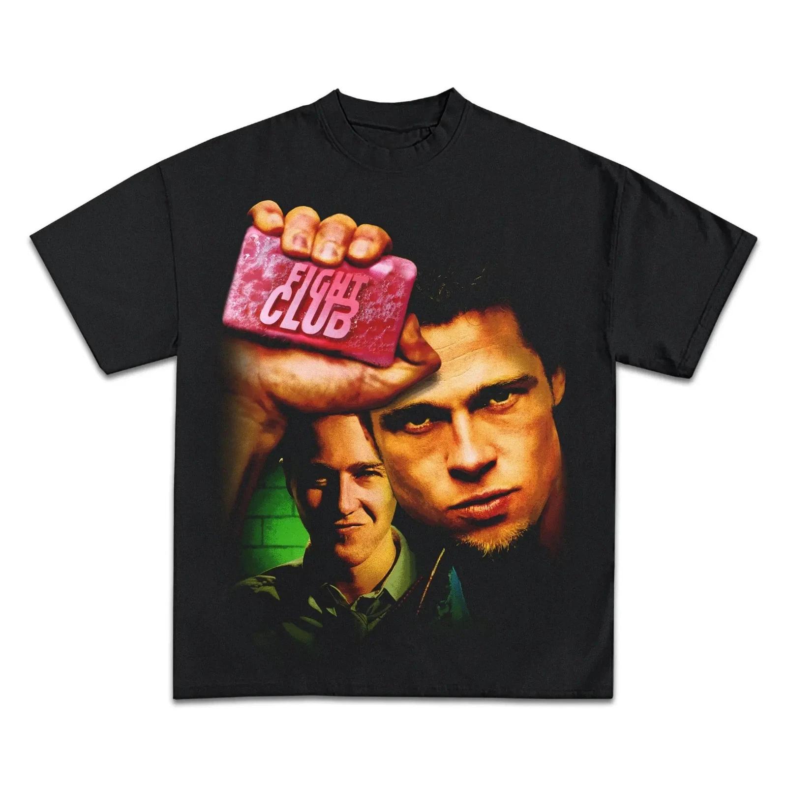 

Fight Club T-Shirt Men s Retro Portrait Print Classic Cult Movie Graphic Short Sleeve Casual Summer Streetwear Top 5XL різнокольоровий
