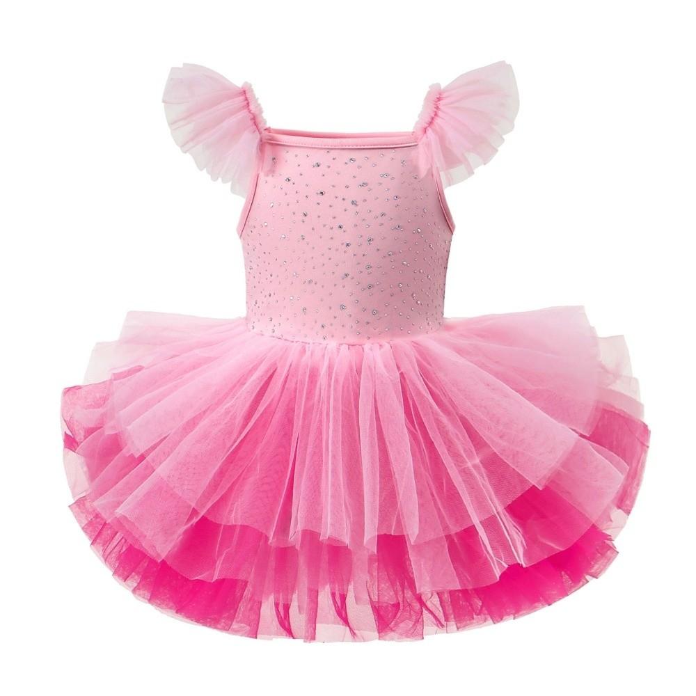 Short Sleeve Ballet TuTu Dress Cross Strap Ballet Performance Costume Gymnastic