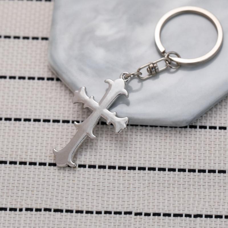 Třpytivý Vintage Klíčenka s Křížkem Křesťanská Náboženská Klíčenka Přívěsek na Tašku Šperk