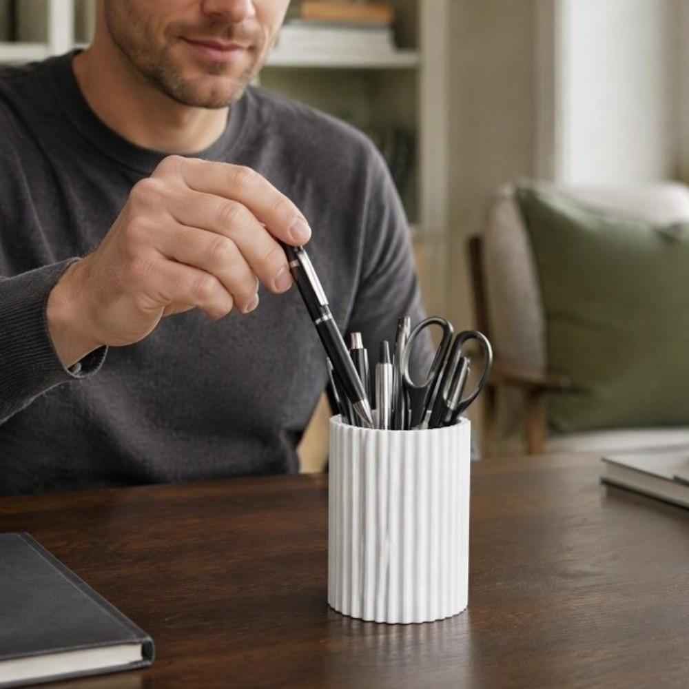 3D Printed Striped Pen Holder Minimalist Desk Stationery Storage Pencil Holder  Bathroom Storage