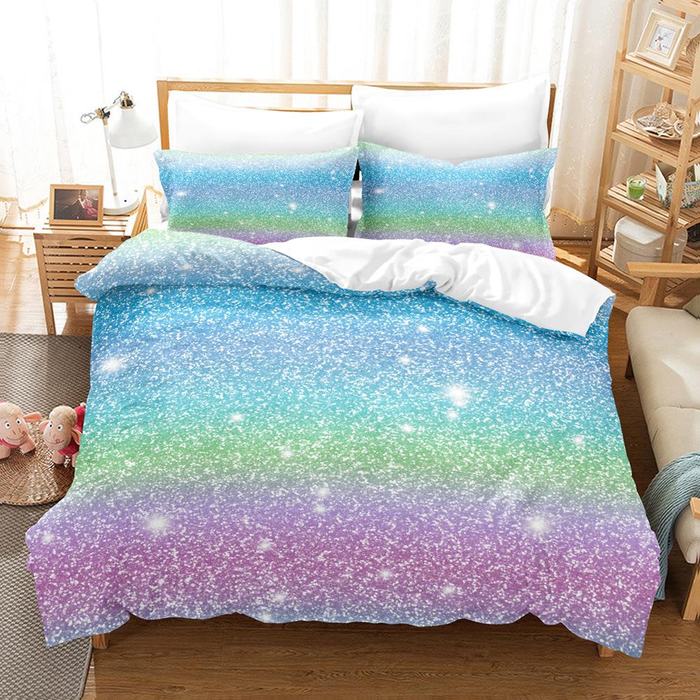 Home Textile Multicolored Glitter Three-Piece Quilt Cover 3D Digital Printing Bedding