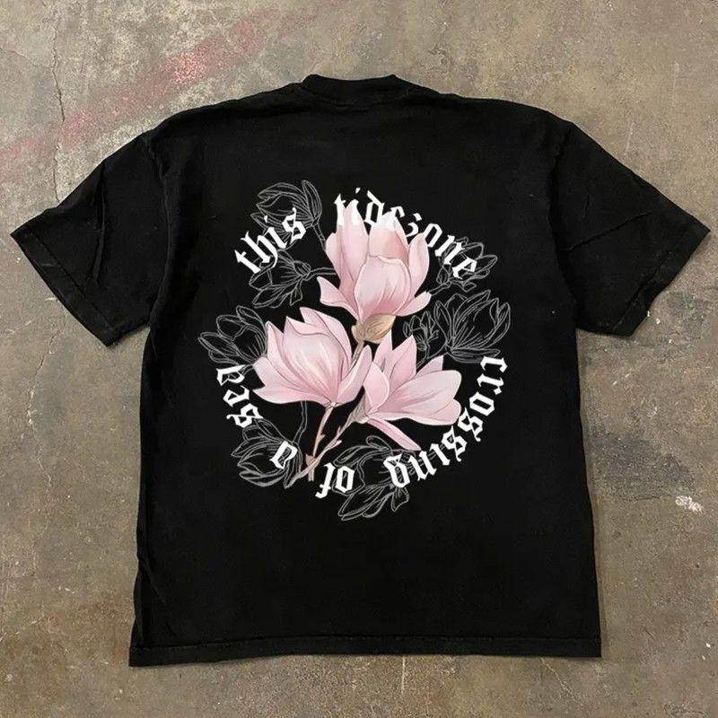 

Xiao Chen s Story Is 260G More than Heavy Weight Pure Cotton! Flowers Vintage American Letters Couple Clothes for Men and Women Loose Black S [260g Heavy weight pure cotton]]
