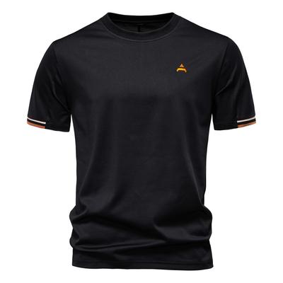 2025 Sommer Neues T-Shirt Herren Einfarbig Bestickt Lässig Vielseitig Herren Rundhals Kurzarm