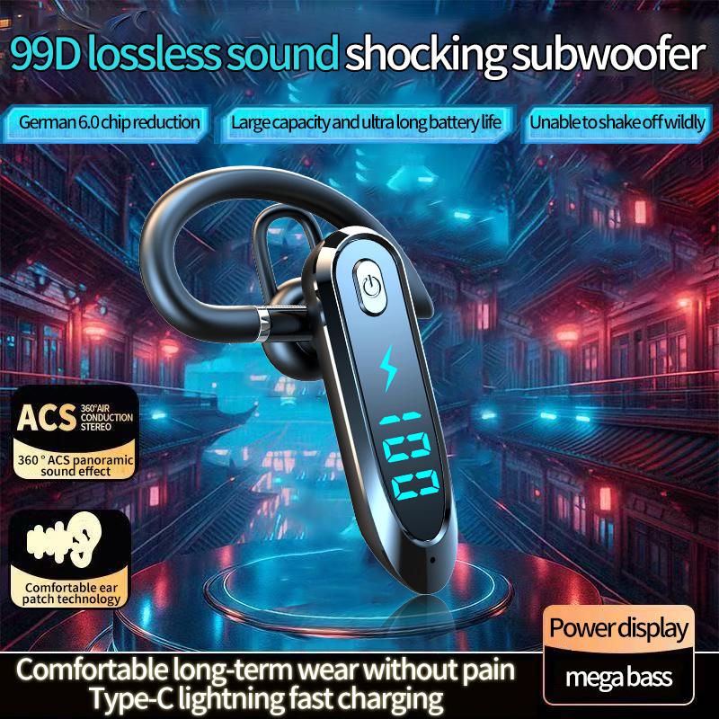 Bluetooth 6.0 Business Wireless Headphone Ear Hook Earphone 270° Rotation LED Display HIFI Stereo Noise Reduction Headset Sport Game Earbud