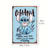 1pc Disney Stitch Vintage Metal Wall Art Sign - 20.32x30.48 Cm Retro Cartoon Decor with "Ohana Means Family" Quote, Durable Indo