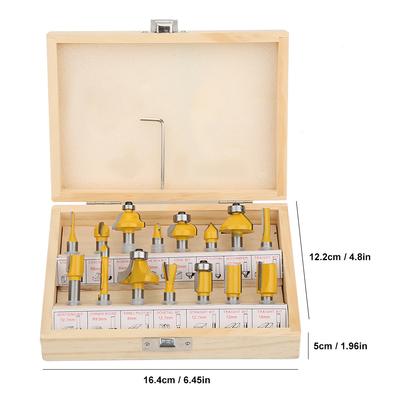 15-teiliges Celsius-Set Hartmetall-Fräser-Holzbearbeitungs-Fräser-Kit mit Aufbewahrungsbox