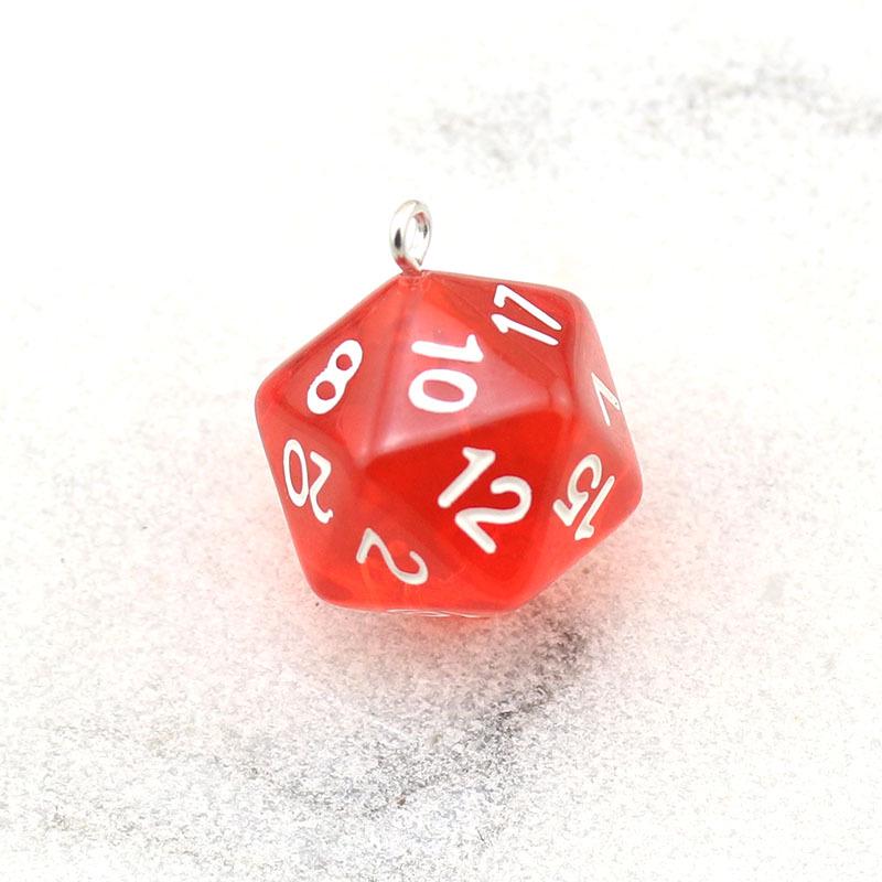 20-Sided Acrylic Dice Keychain - Transparent Solid Color Jewelry Charm
