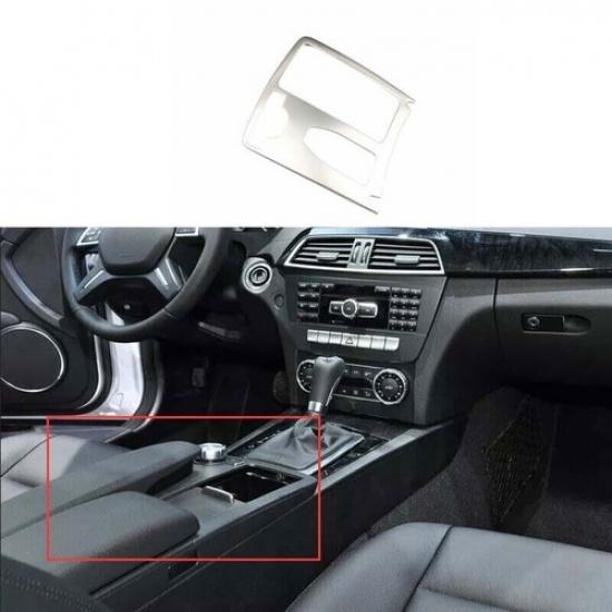 Silver Titanium Cover Trim For Benz C-Class 07-14 Inner Console Shift Water Cup