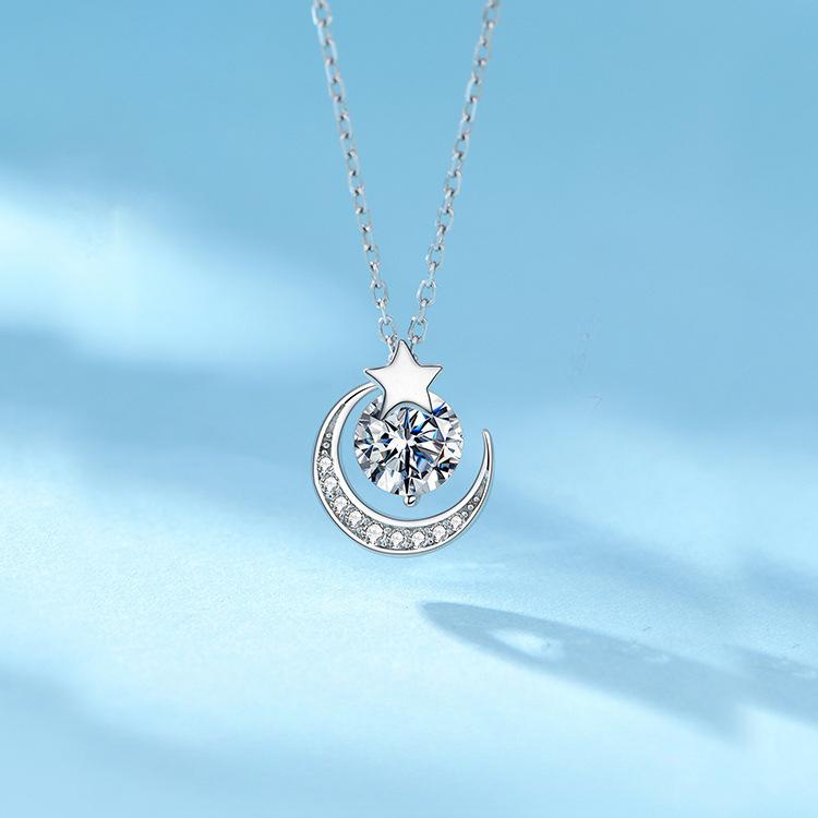 Moon Necklace Female Tide Simple Gift Girlfriend Collarbone Chain Simple Temperament Pendant Light Luxury Niche Quality