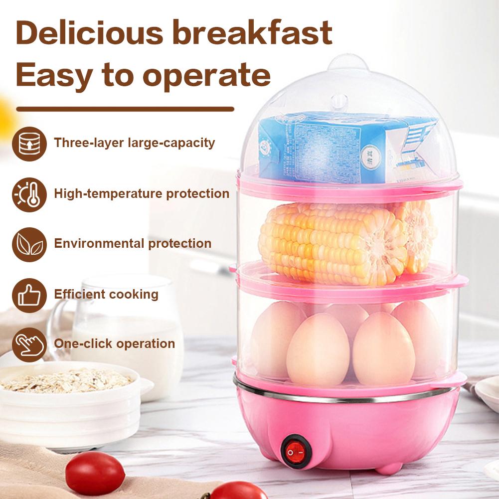 110V/220V Electric Multi-Function Egg Steamer Cooker Rapid 2/3 Layer Kitchen Machine for Cooking Eggs Milk Corn Steamed Boiler