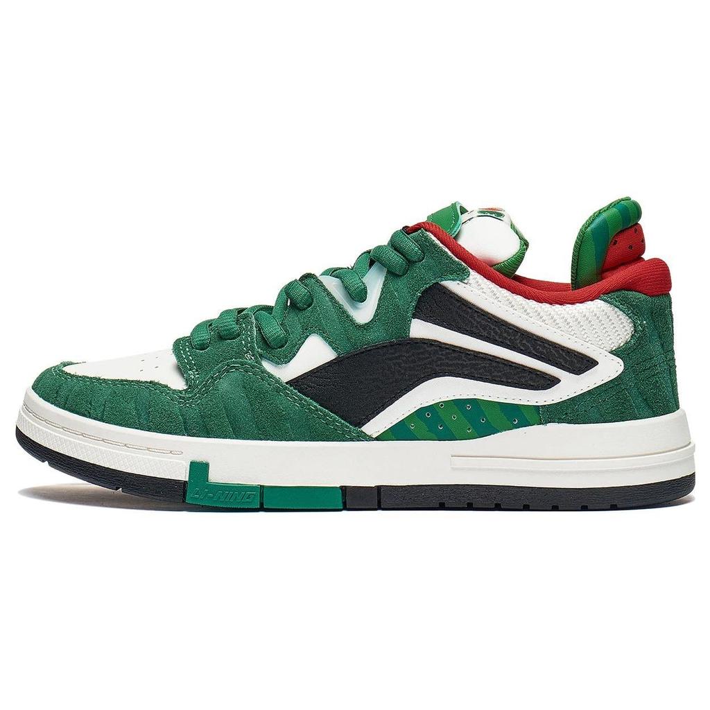 Li Ning Wave Pro Slip Resistant Abrasion Resistant Low top Skateboard Shoes Women's Green Black Red AECT010-1