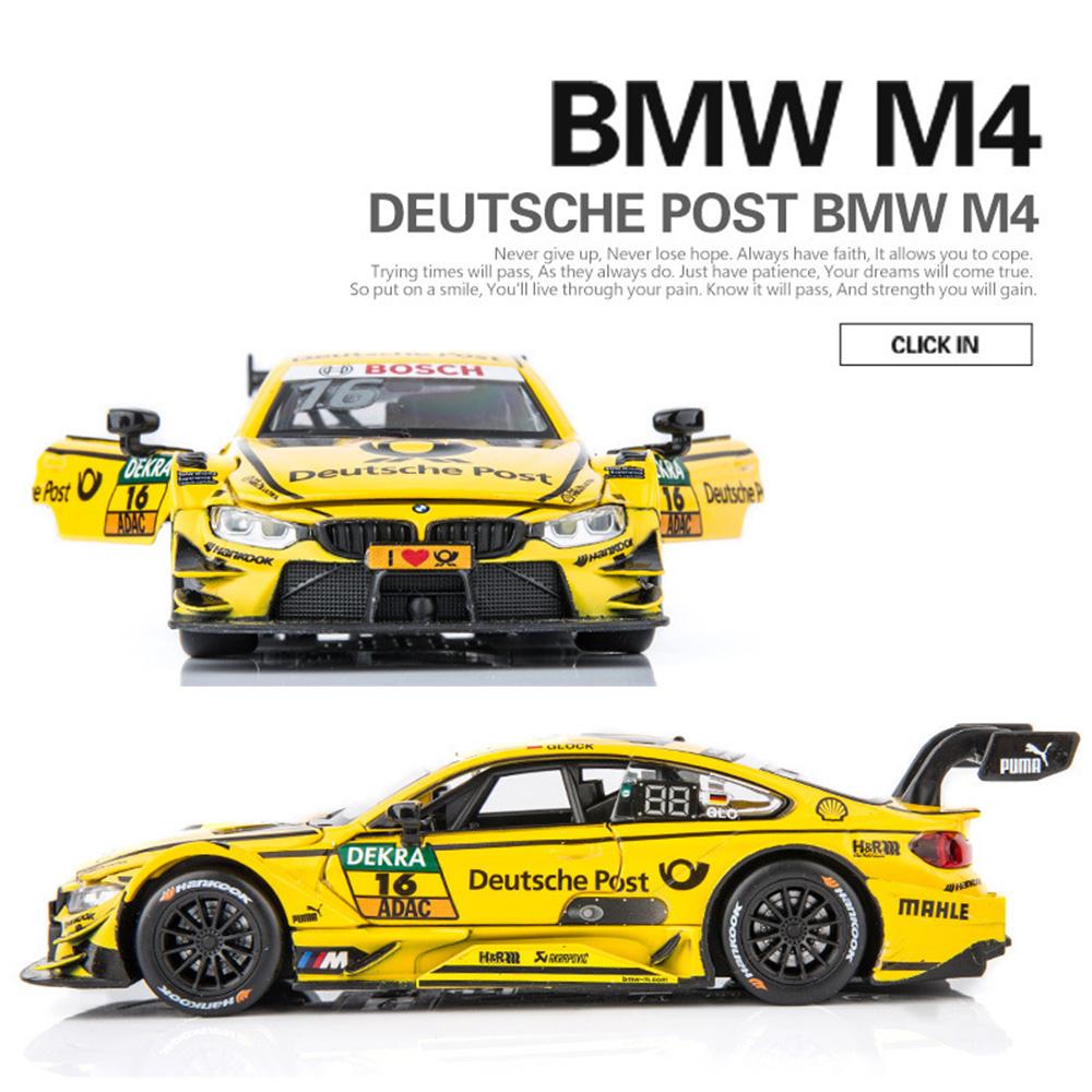 AAAOM1 1:32 Scale BMW M4 DTM Car Model Toy Doors Opened Metal Diecast Music Light Pull Back Racing Cars Models Toys Kids Hobby Gifts