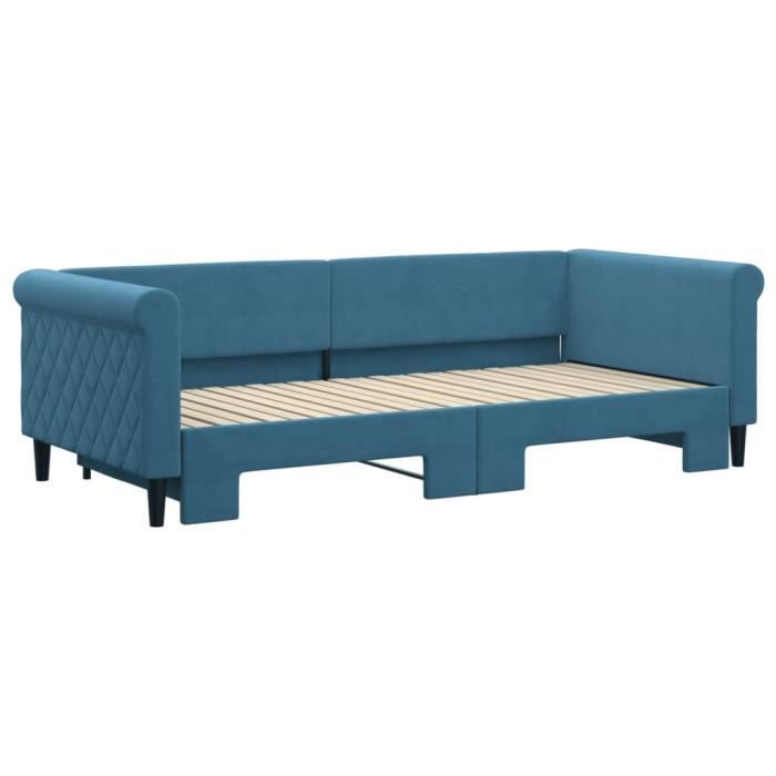 VidaXL Lit de jour avec lit gigogne bleu 90x200 cm velours 3197770