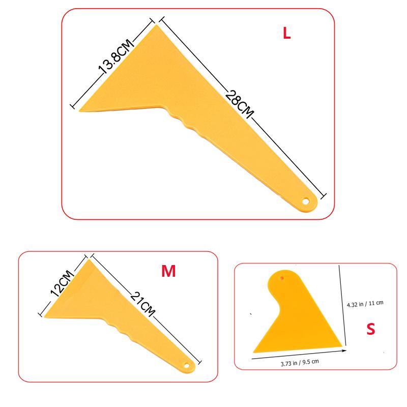 Car Window Film Squeegee Yellow Thick Plastic Triangle Tip Scraper for Vinyl Wrap Sticker Auto Window Tint Film Install Tool