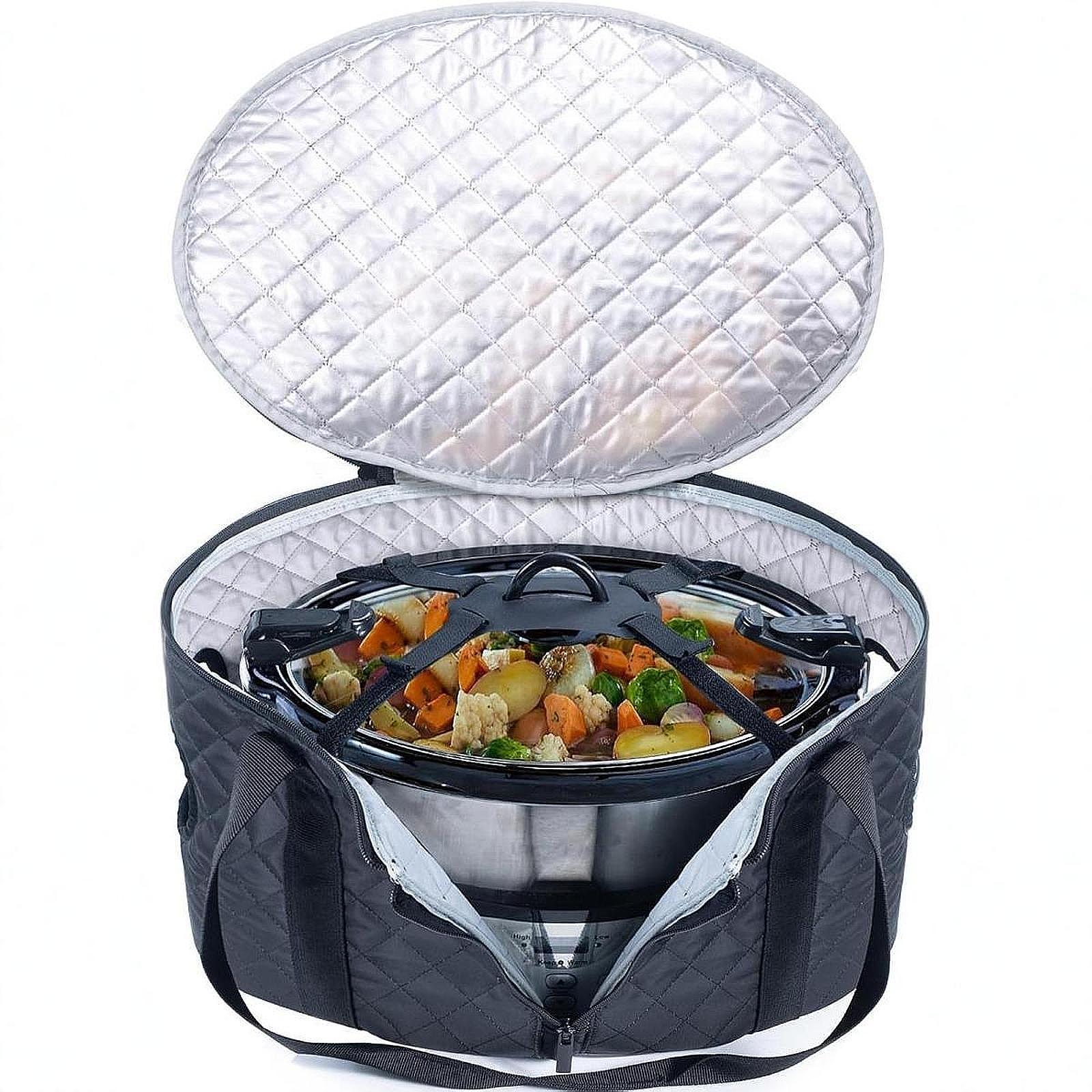 

Slow Cooker Carrying Bag Premium Durability Professional Portable with Reinforced Handle Insulated Slow Cooker Tote Carrier Case чорний
