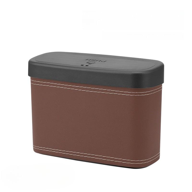 

Универсальное автомобильное мусорное ведро, подвесное, для мусора в салоне автомобиля, пылесборник, многофункциональный органайзер на спинку сиденья, мусорное ведро с крышкой, аксессуары коричневый