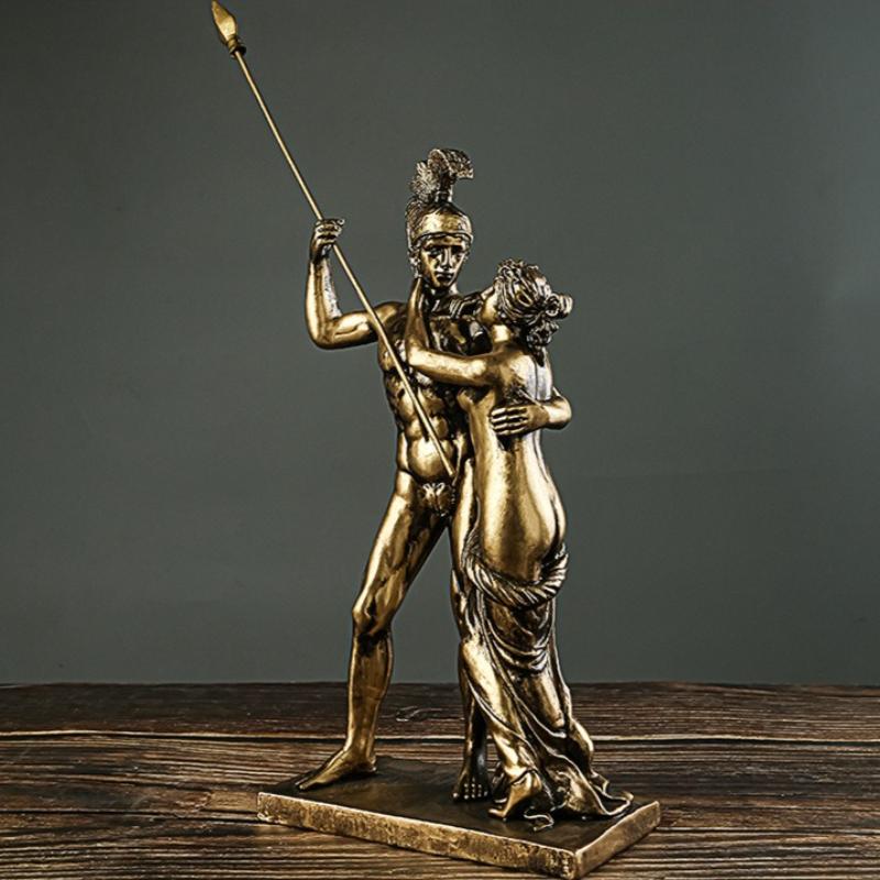 Retro pryskyřičná socha řeckých mytologických postav Domácí dekorace Stolní ozdoby Bůh války Ares a Venuše Socha Řemesla