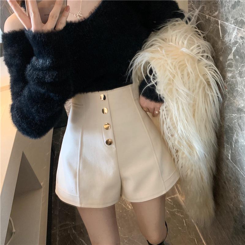 Korean Style Spring & Summer High-Waisted Tweed A-Line Shorts for Women - Casual, Slimming, Versatile, Fashion-Forward