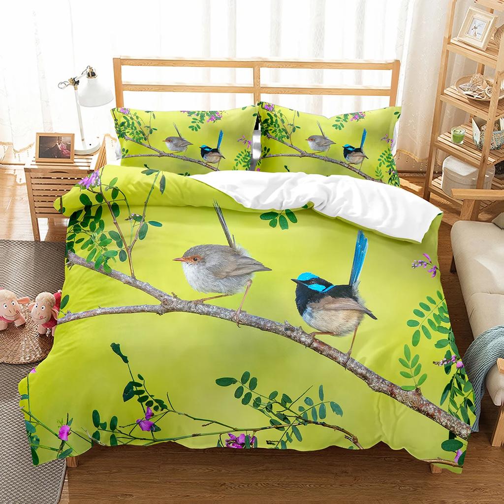 Comforter Cute Birds Wild Animals Pattern Polyester Comforter With For Men Women Bedding Set King Size