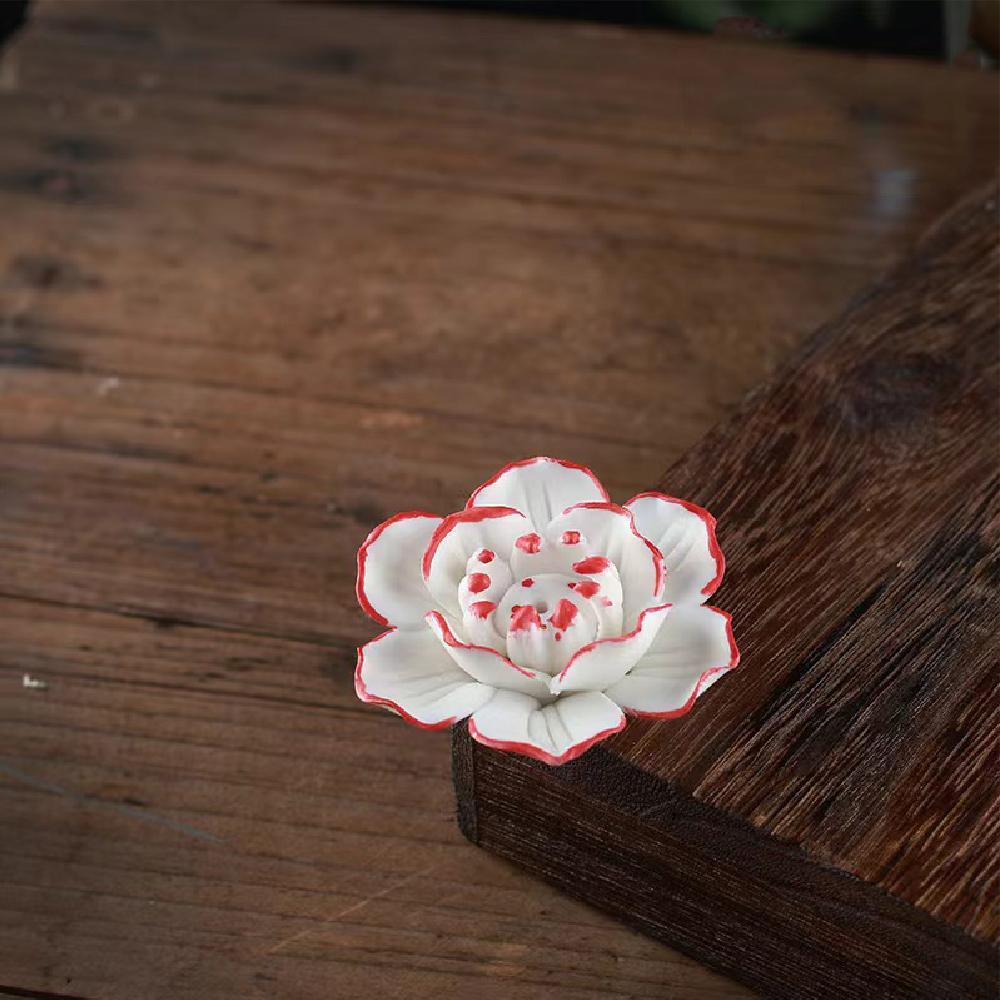 

1 керамическая подставка для благовоний ручной работы в виде нити лотоса, креативная подставка для благовоний в стиле дзен, украшение для ароматерапевтической печи красный