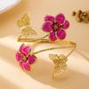 Exquisite Enamel Glaze Armband Vintage Butterfly Open Bangle  Special Events