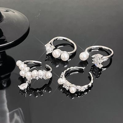 Leichter Luxus Retro Perlen Offener Ring Damen Hochwertiges Gefühl Exquisites Nischen-Designgefühl Einfacher Zeigefingerring