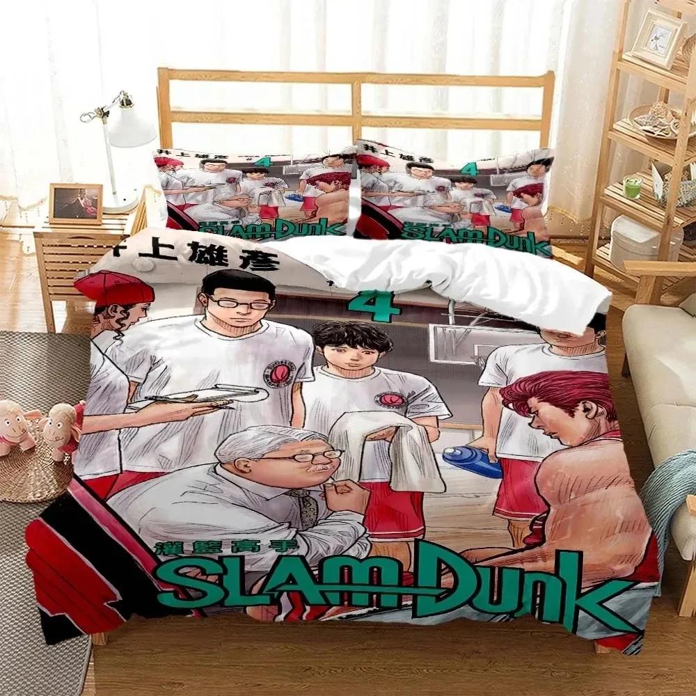 Anime Slam Dunk Cartoon Bedding Set Boys Girls Twin Queen Size Duvet Cover Pillowcase Bed Kids Adult Fashion Home Textile