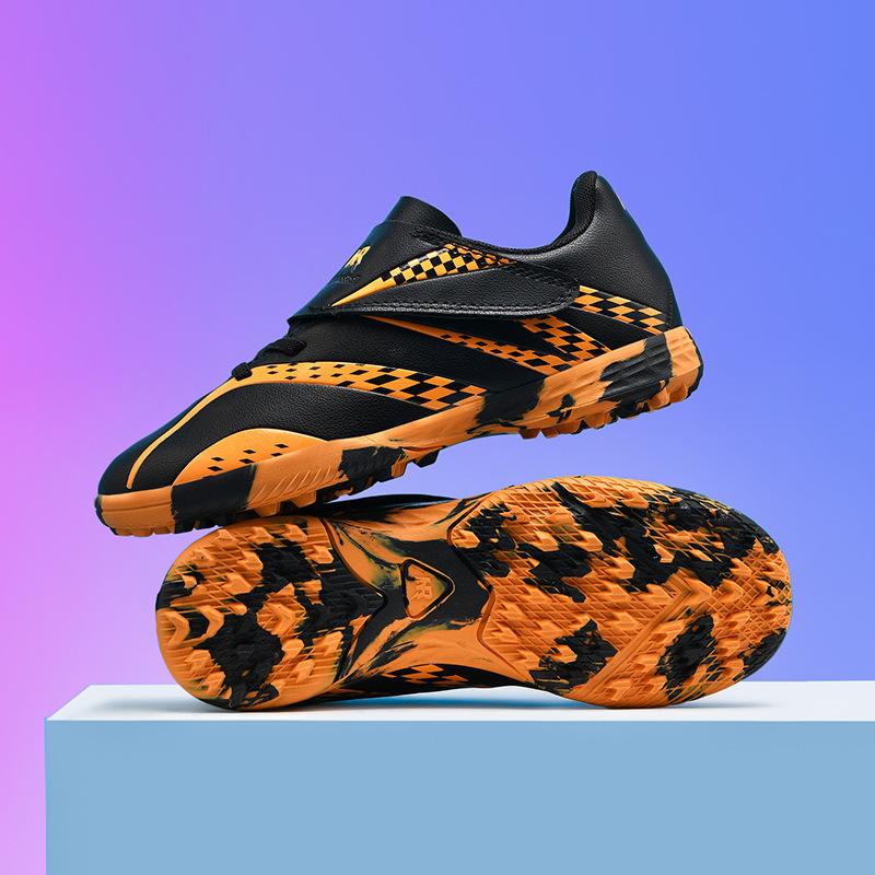 New Velcro + Lace-Up Children's Football Shoes Broken Nails Male and Female Students Primary School Students Competition Training Sports